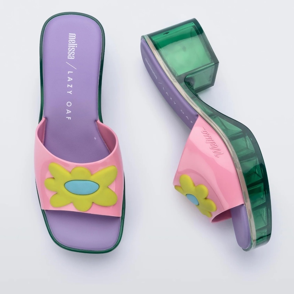 MELISSA x LAZY OAF 90s Y2k PLATFORM BLOCK HEEL SLIDES (7M) Women Summer Shoe NIB